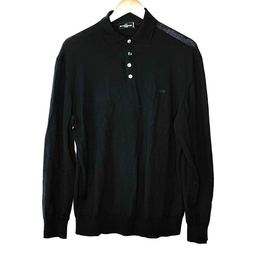Balenciaga Knitwear Wool Quarter Button Collared Sweater - EU 36 / US S